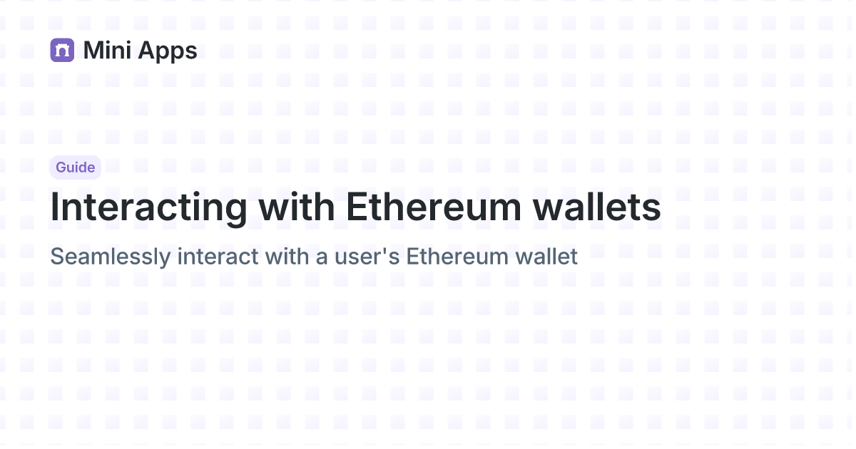 Interacting with Ethereum wallets